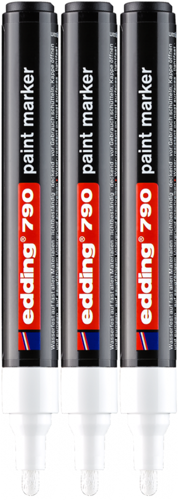 3x Marker olejowy edding, 790, okrągła, 2-3mm, biały