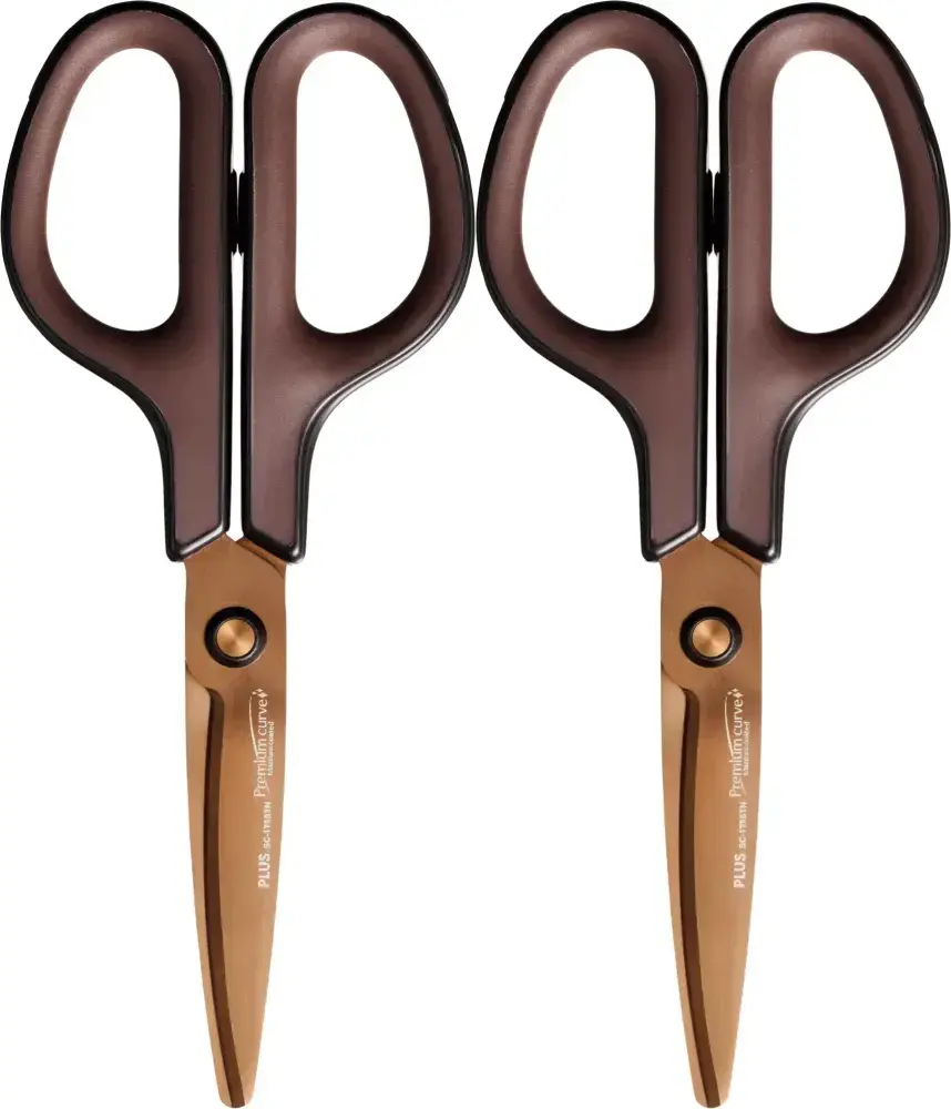 2x Nożyczki Plus Premium Titanium, tytanowe, 17.5cm, brązowy