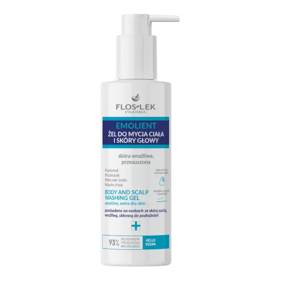 Flos pharma - emolient, żel do mycia ciała i skóry głowy, skóra wrażliwa, 175 ml (data ważności: 30.09.2026)