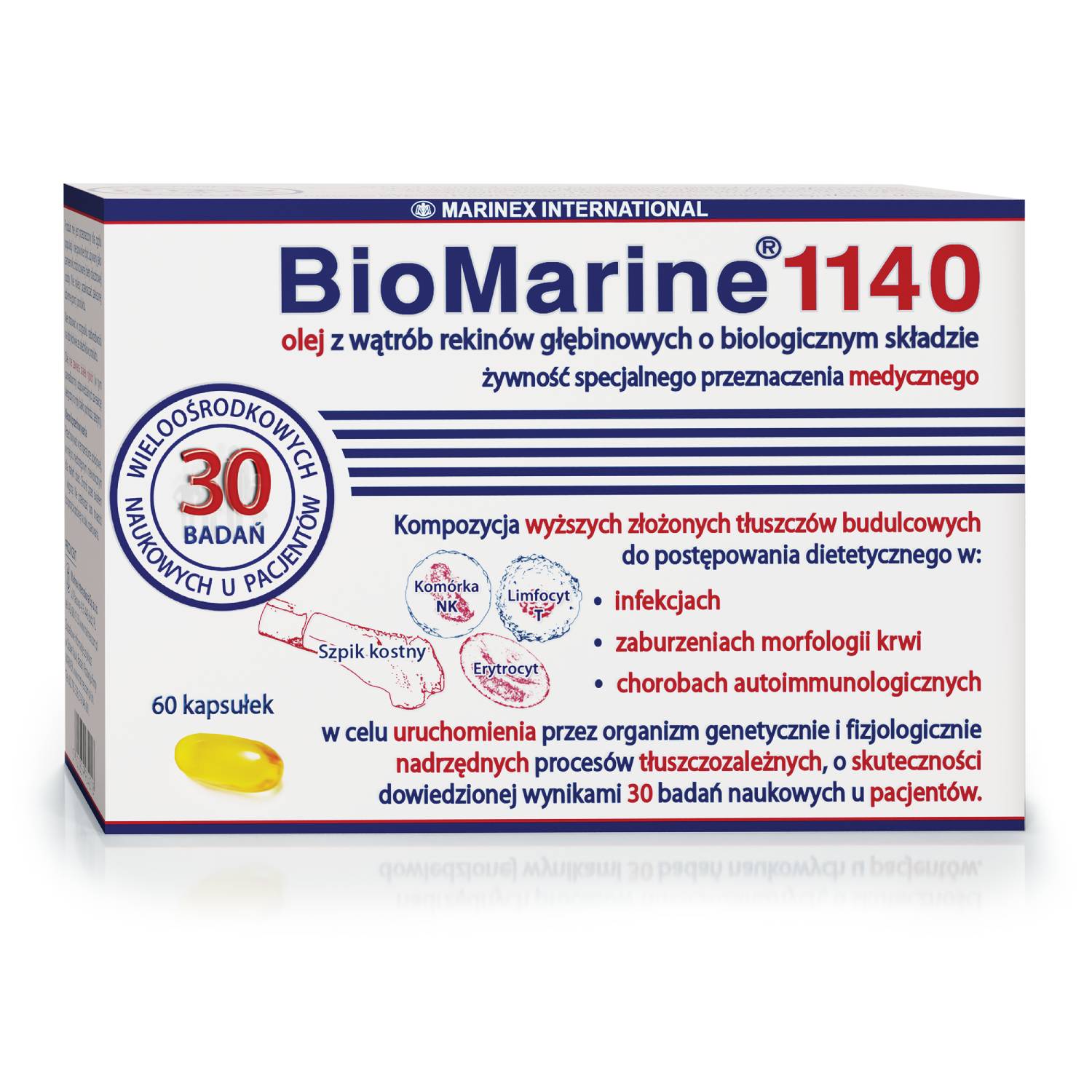 Biomarine 1140 - olej z wątroby rekina, 60 kapsułek
