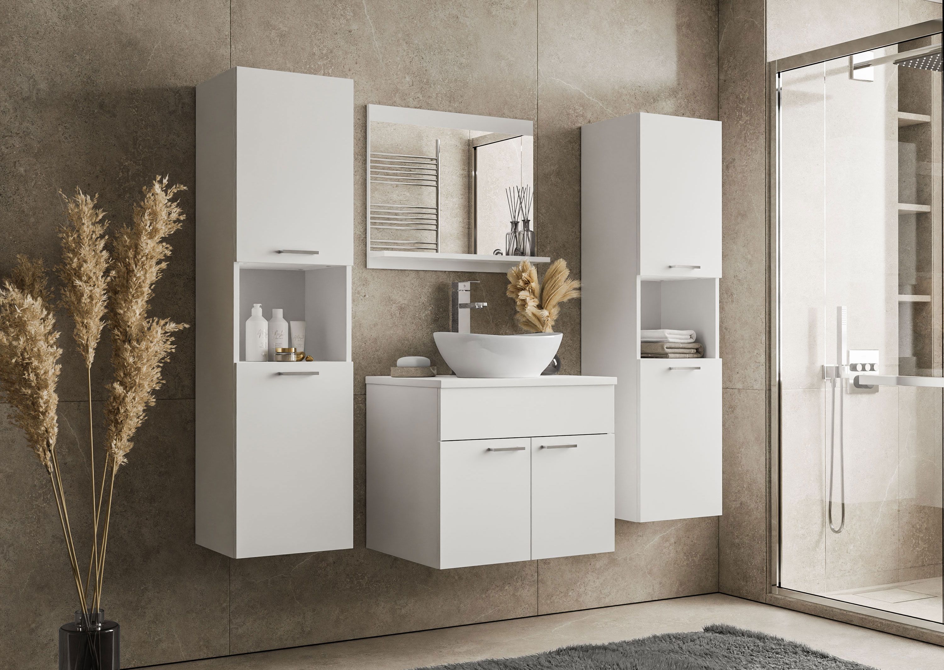 Megstyl Ceniza szafka 34,5x31,6x130 cm boczna wisząca biała 4930