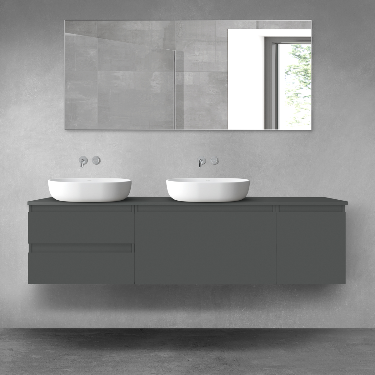 Oltens Vernal zestaw mebli łazienkowych 180 cm z blatem grafit mat 68519400 - Wysyłka w 24h