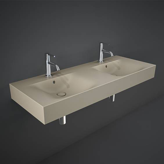Rak Ceramics Des umywalka 121x46 cm prostokątna ścienna-podwójna cappuccino mat DESWB12101514A