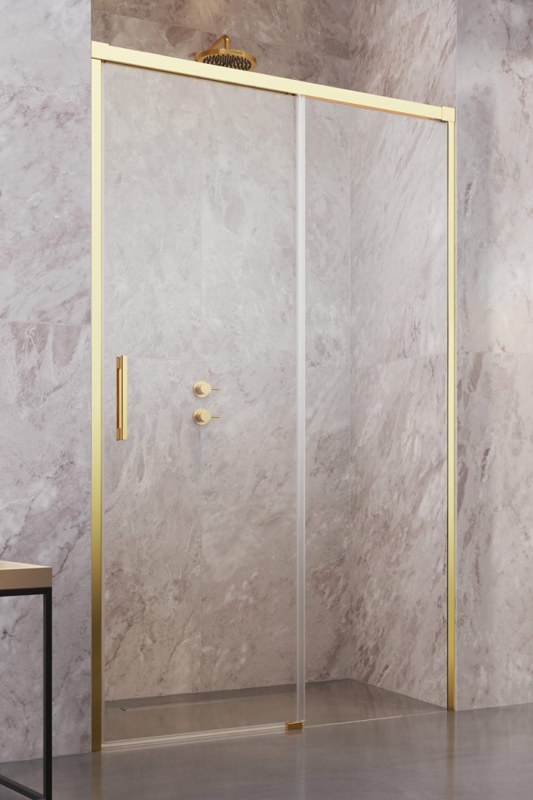 Radaway Idea DWJ drzwi prysznicowe 160 cm wnękowe prawe złoty połysk/szkło przezroczyste 387020-09-01R