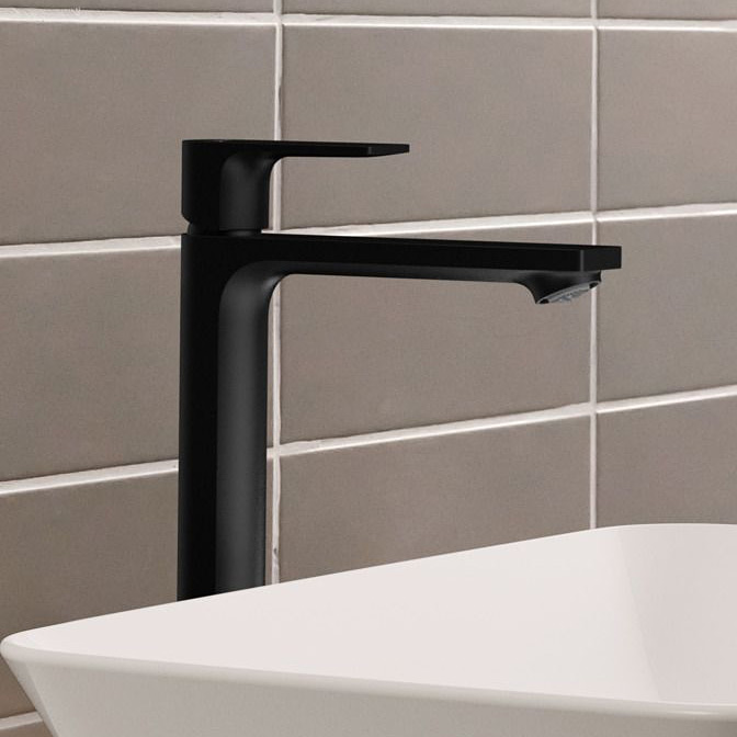 Hansgrohe Rebris E bateria umywalkowa stojąca czarny mat 72581670