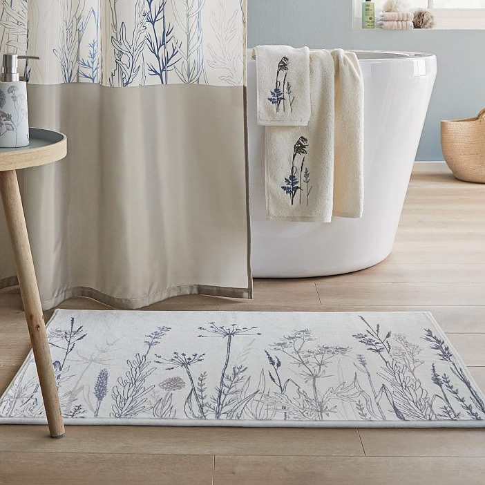 Kleine Wolke Savannah dywanik łazienkowy 70x120 cm poliester beż wzór trawy 9166148225