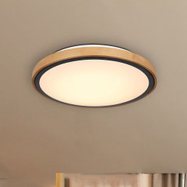 Globo Lighting Bruno plafon 1x24W LED czarny mat/opal/drewno 41764-24