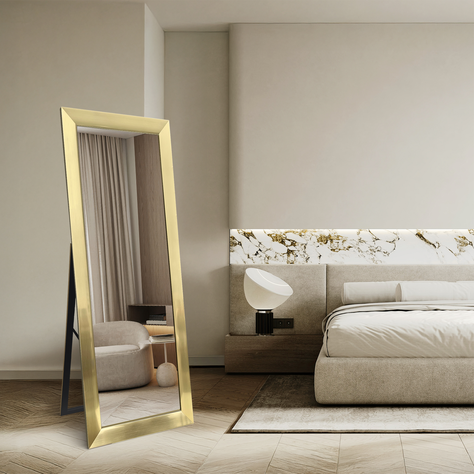 Ars Longa Milano lustro stojące 64,6x174,6 cm prostokątne złoto szczotkowane LS-MILANO50160-ZS
