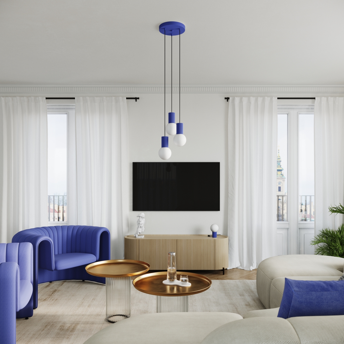 Sollux Lighting Halo lampa wisząca 3x8 W biała-ultramaryna SL.1740