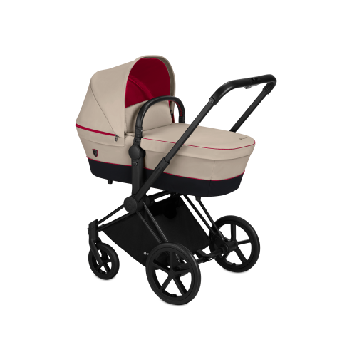 Cybex, Priam 2.0 Fashion Collection - wózek głęboko-spacerowy -Scuderia Ferrari Silver Grey-Chrome z brązową rączką