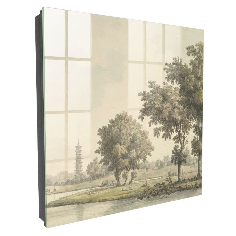 Metalowa Skrzynka Na Klucze Tulup 30x30 cm Park z pagodą - Czarna - Otwierana na lewo 1 szt.