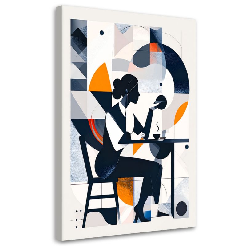 Obraz do salonu biura restauracji Feeby Kobieta z kawą w stylu Bauhaus 80x120cm 1szt