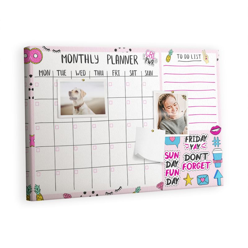 Tablica Korkowa Do Biura Pokoju Tulup 60x40 cm Organizer trzydziestodniowy Pinezki kolorowe 1 kpl