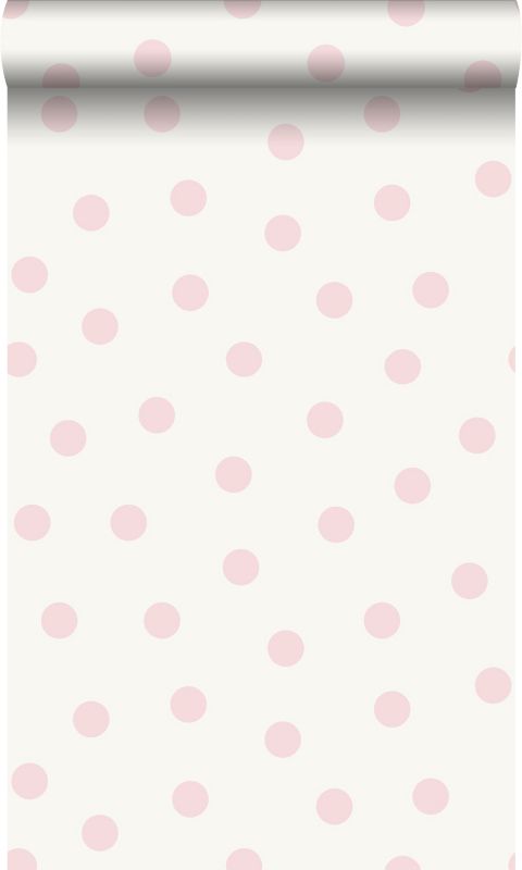 Tapeta Origin Wallcoverings kropki w błyszczącej bieliIróżowym 53 cm x 10.05 m - 1 rol.
