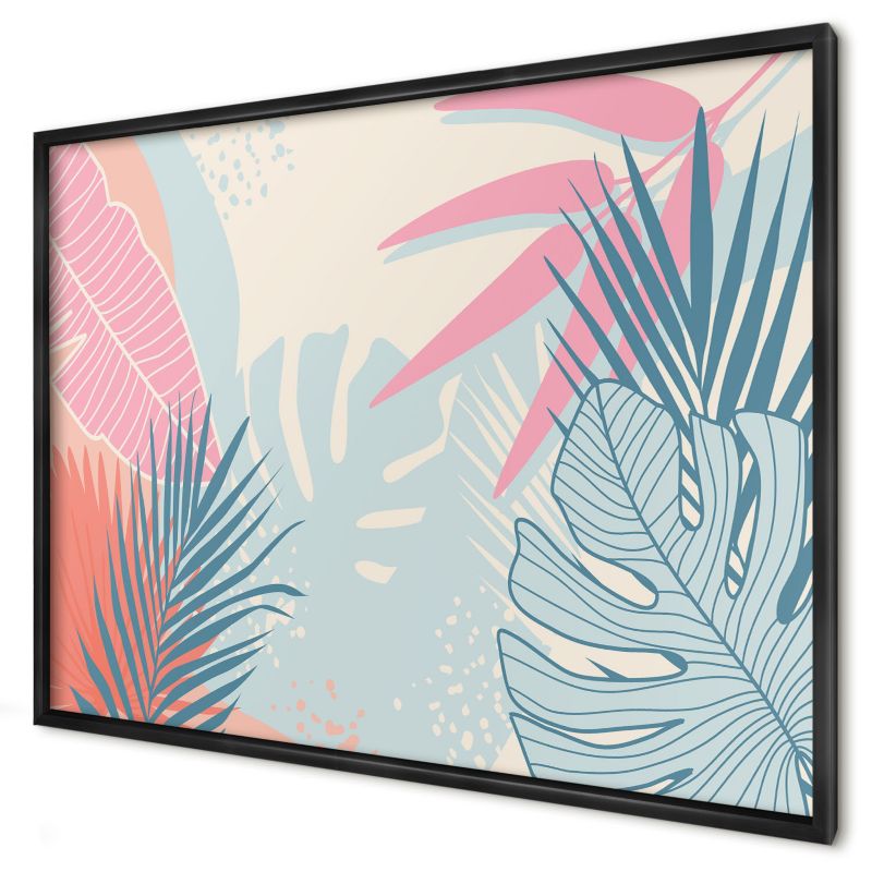 Ozdobna tablica magnetyczna Wallfluent 100x70 Tropikalna abstrakcja w czarnej ramie 1szt