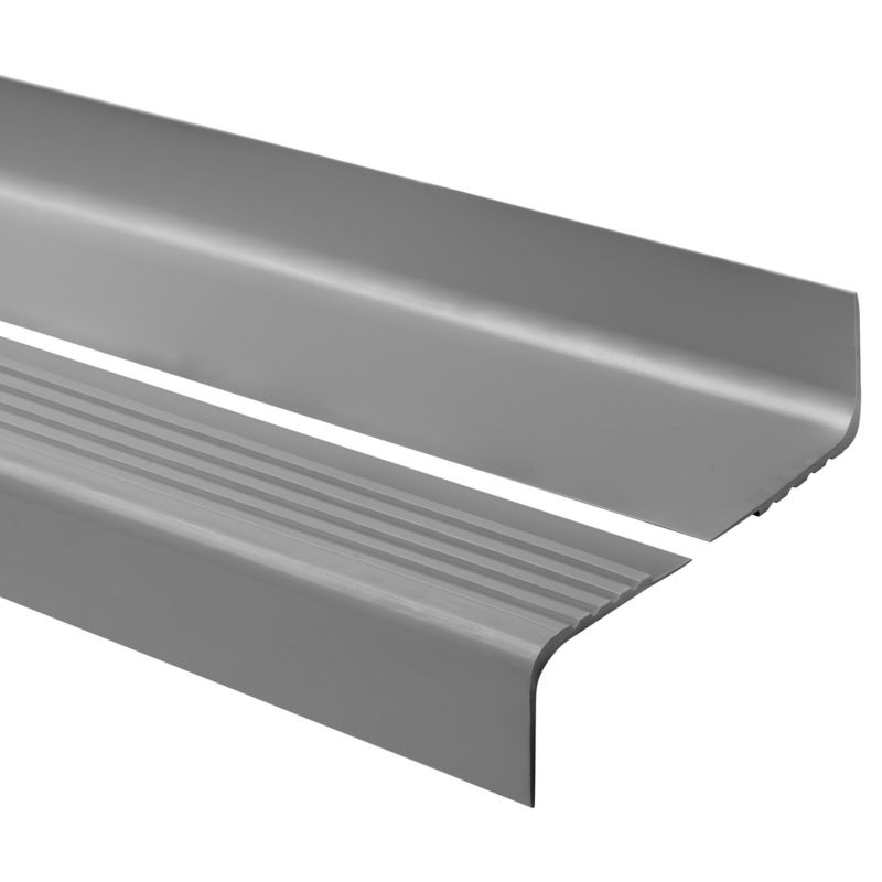 Profil schodowy PCV 45x50 mm QUEST, antypoślizgowy nosek schodowy - 150 cm, ciemnoszary, 1 szt.