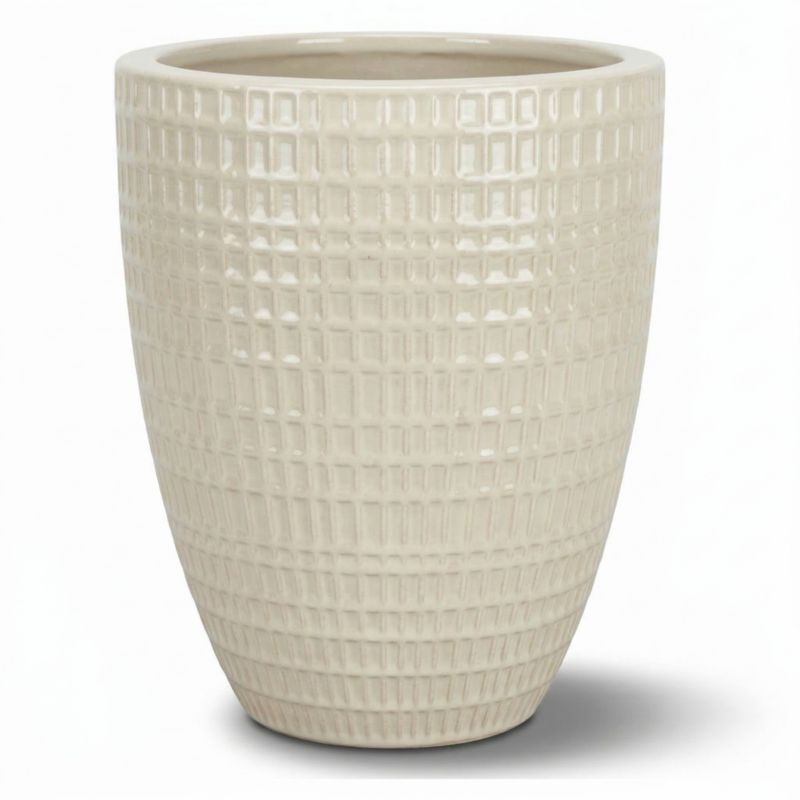 Donica ceramiczna Provencelia VERNE Kremowy, sred.32 x H40 cm, mrozoodporna, rękodzieło, szkliwiona 1 szt.