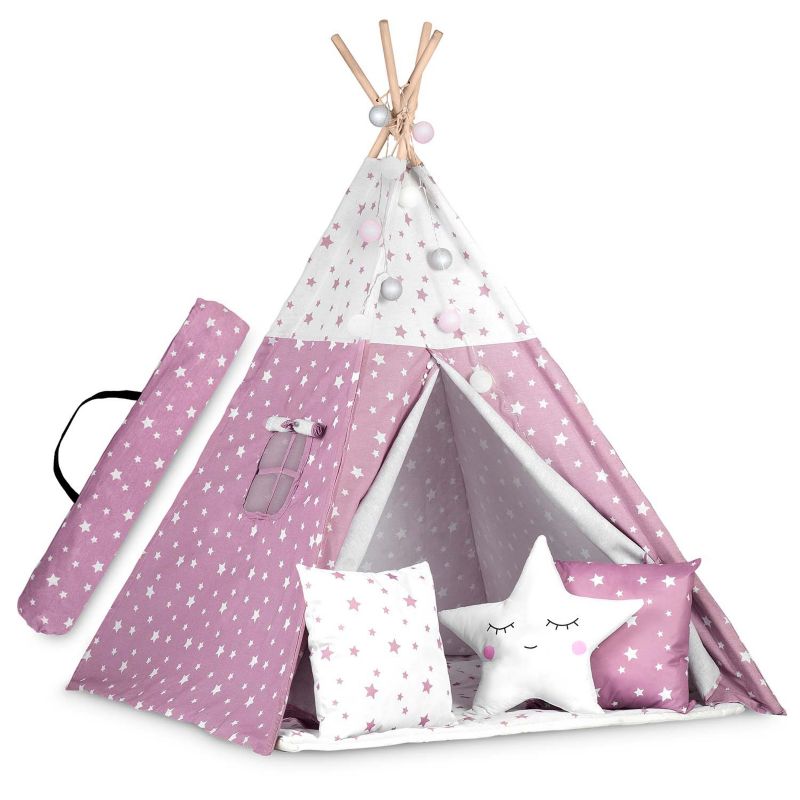 Namiot Tipi dla dzieci Nukido NK-400 wigwam różowy w gwiazdki 1szt.