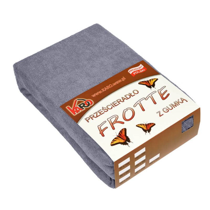 Prześcieradło frotte z gumką KARO 200x220 grafit 1 szt.