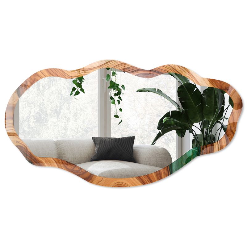 Lustro organiczne w ramie szklanej Wallfluent 52x97 cm Mineralny wzór Wiszące fala Styl glamour 1 szt.