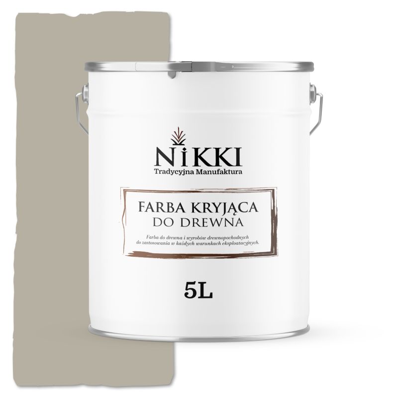 Farba do Drewna Kryjąca na Zewnątrz i Wewnątrz NIKKI Szary Beżowy RAL7032 Satyna 5L