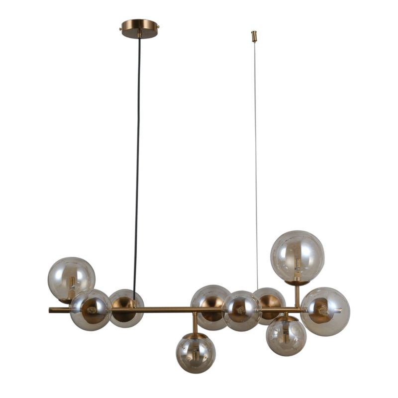 Lampa sufitowa wisząca Italux Frontera 6589 miodowy mosiężny nowoczesna 10xG9 x 1 szt.