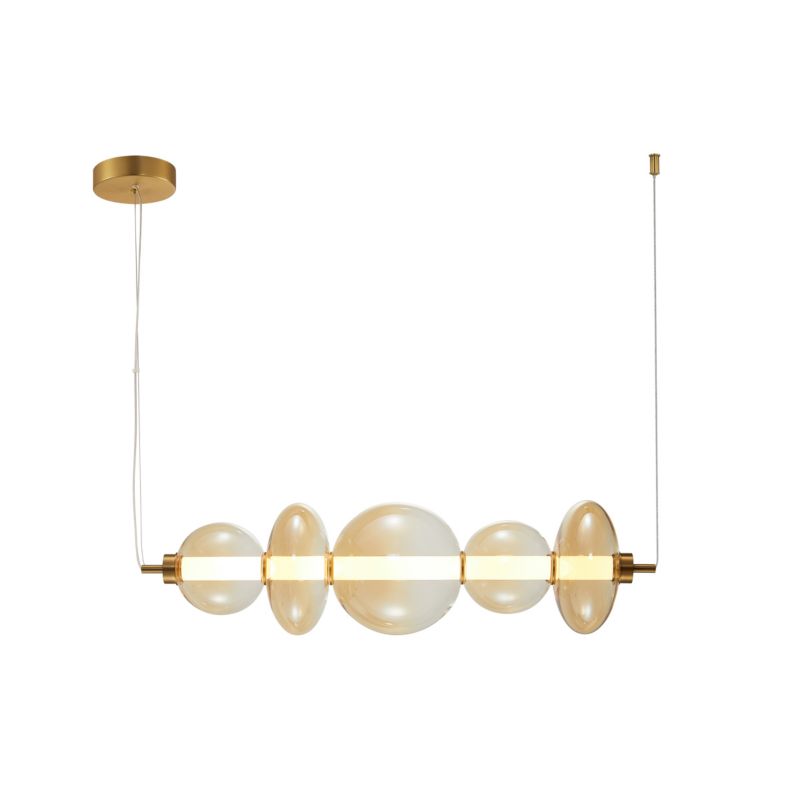 Lampa wisząca nieregularne bursztynowe klosze Italux Sonte antyczny brąz LED 40W 3000K 5094lm IP20 - 1 szt.