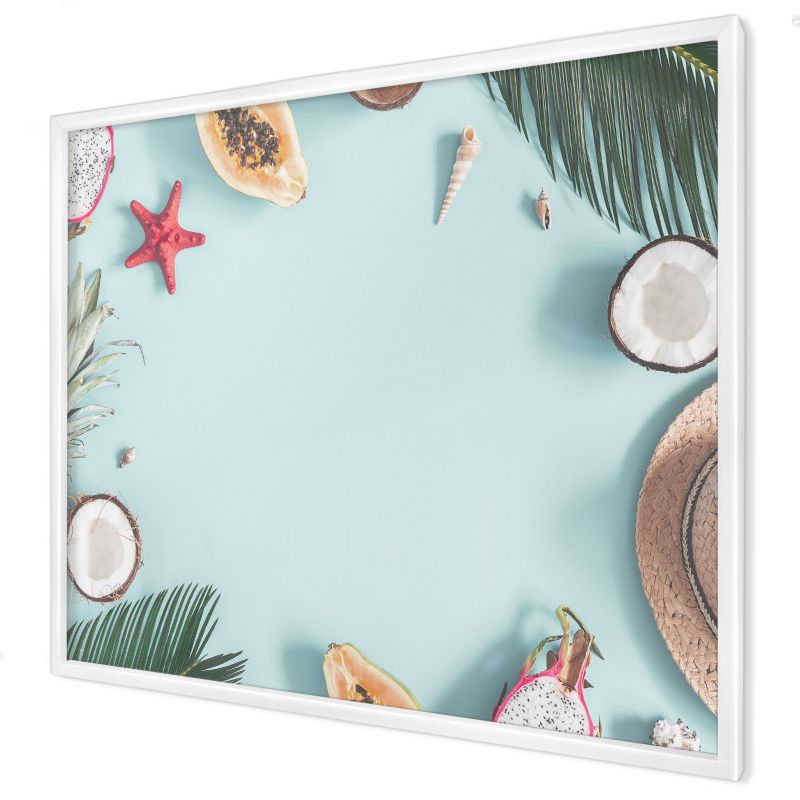 Tablica magnetyczna do salonu Wallfluent 80x60 Tropikalne wakacje w białej ramie 1szt