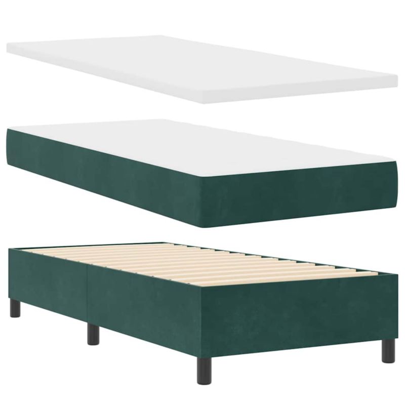 Łóżko z materacem WaszeMeble 100x200 cm Ciemnozielony aksamit WM-3344429 1 szt.
