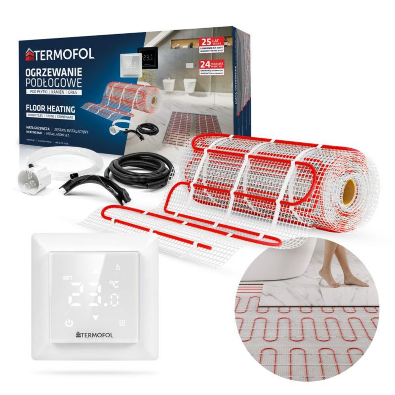 Zestaw mata grzewcza TERMOFOL moc 150W/m² szerokość 50 cm powierzchnia 2m² + termoregulator TF-H6 1kpl