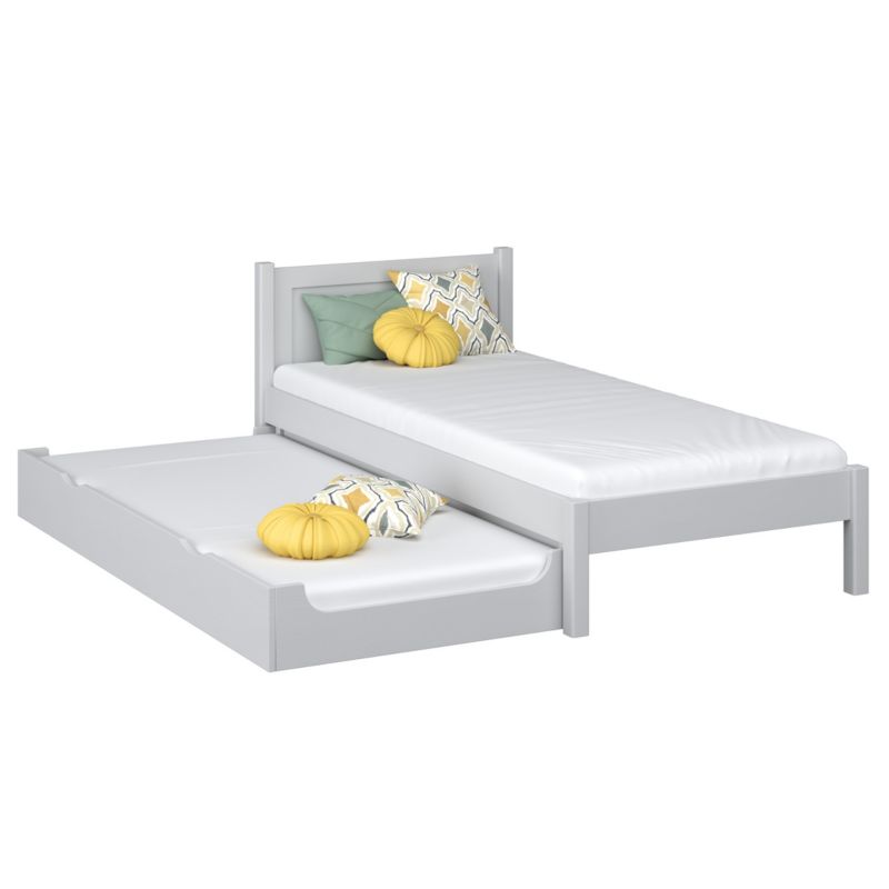 Łóżko pojedyncze N-WOOD z szufladą na materac N02 popielaty 120x200 1szt.