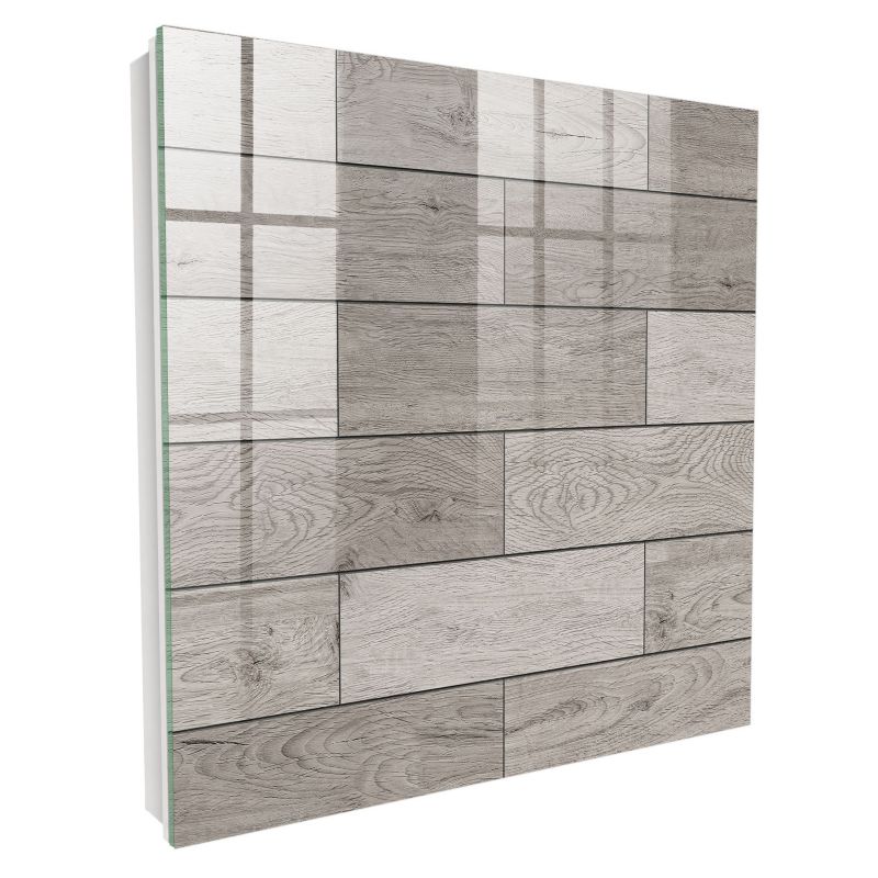 Metalowa Skrzynka Na Klucze Tulup 30x30 cm Szare drewno - Biała - Otwierana na prawo 1 szt.