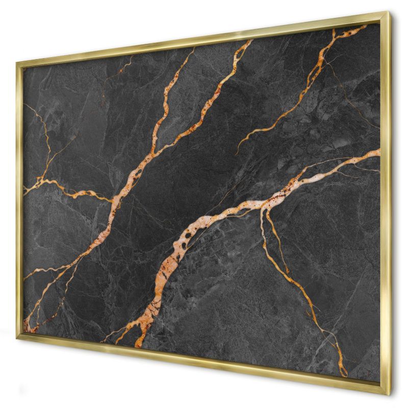 Ozdobna tablica na magnesy Wallfluent 100x70 Marmurowe wstęgi w złotej ramie 1szt