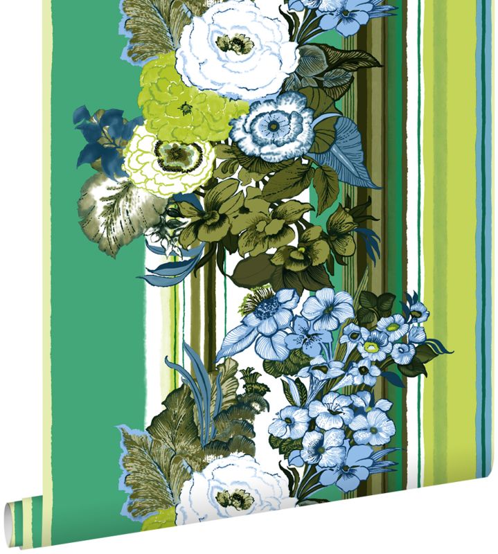 Tapeta ESTAhome zabytkowe kwiaty zielonymIlimonkowej zieleni 53 cm x 10.05 m - 1 rol.