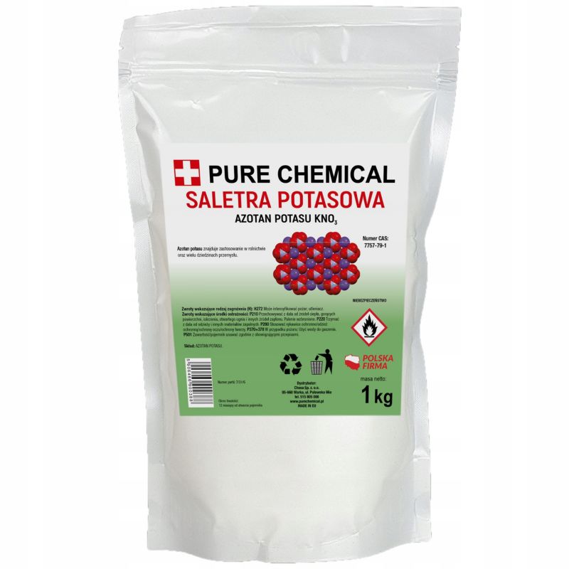 Saletra potasowa azotan potasu kno3 Pure Chemical bez dodatków 99,5% 1kg 1 szt.