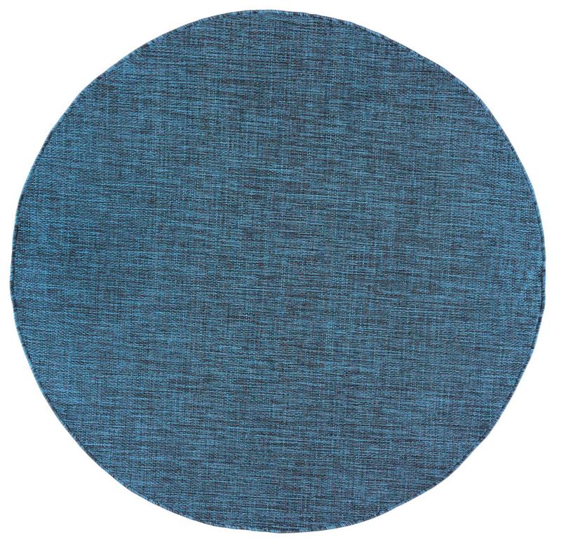 Dywan wewnętrzny/zewnętrzny Veranda Koło 6365A koło Mazovia 120x 120 cm niebieski motyw jednokolorowy krótki włos 1 szt.
