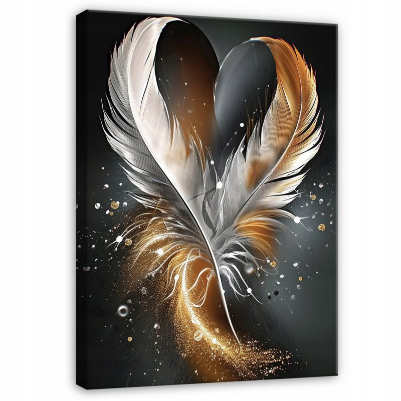 Obraz WALLARENA Do Sypialni Salonu Na Płótnie Pióra Serce Abstrakcja Szary 40x60 cm PP16546O4 1 szt.