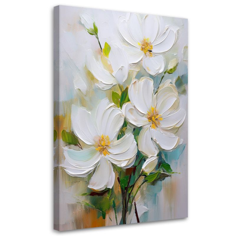 Obraz na płótnie Feeby Białe Malowane Kwiaty Natura 40x60cm 1szt