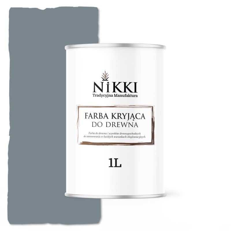 Farba do Drewna Kryjąca na Zewnątrz i Wewnątrz NIKKI Wiewiórka Szara RAL7000 Satyna 1L