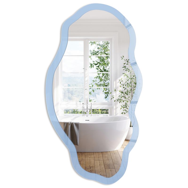 Duże lustro ścienne w ramie ArtPrintCave 52x97 cm Baby blue Do salonu, do sypialni, do biura Minimalistyczny 1 szt.