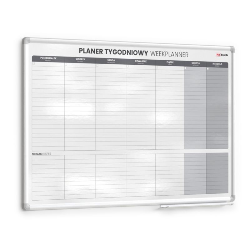 Planer tygodniowy suchościeralny ALLboards 90x60 cm rama aluminiowa 1 szt.