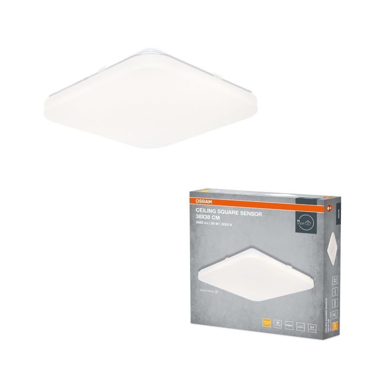 Plafon Osram Square Lampa Sufitowa Plafon LED 24W 1920lm 3000K Czujnik Światła Głosu Kwadratowy Biały 1 szt.