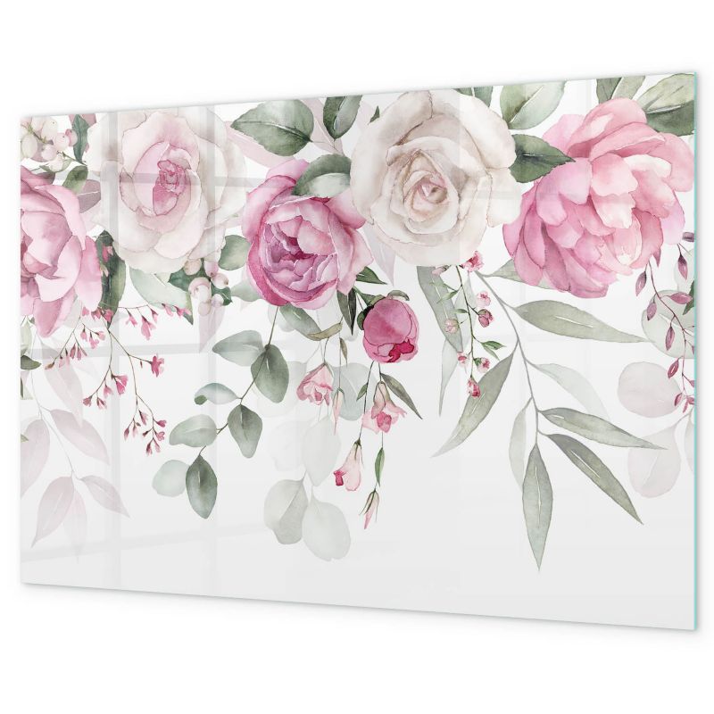 Tablica Magnetyczna Suchościeralna Tulup 100x70 cm Akwarelowe róże 5 magnesów + gąbka Czarny marker 1 kpl