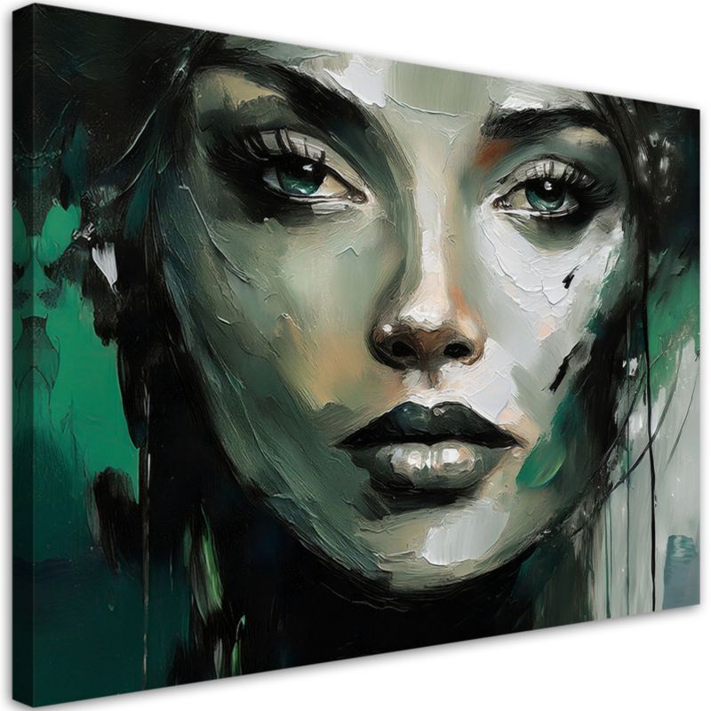 Obraz do salonu sypialni Feeby Portret Kobiety Abstrakcja Zielony 100x70 cm 1szt