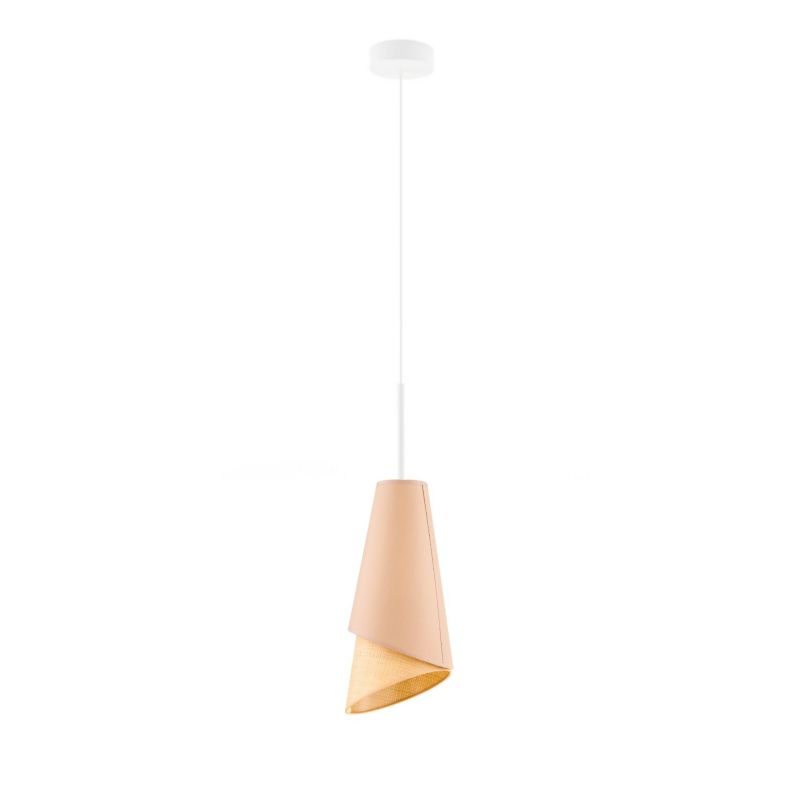 Lampa wisząca zwis Volta Light Factory żyrandol sufitowa z abażurem stożek biały/beżowyDUO (+detal) 1szt.