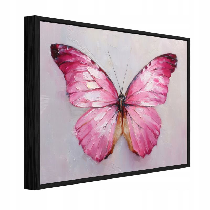Obraz W Ramie WALLARENA Do Sypialni Salonu Na Płótnie Motyl Akwarela Beton Różowy 120x80 cm PPR16339O20 1 szt.