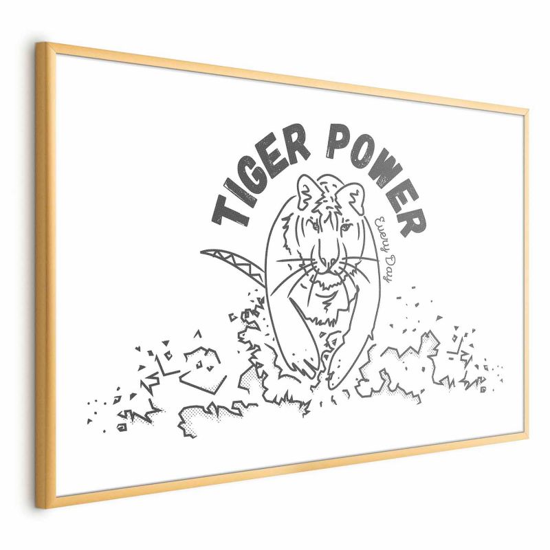 Plakat Artgeist Tiger power 42x29,7 cm z ramą złotą 1 szt
