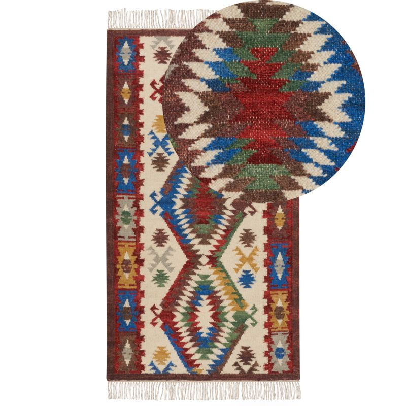 Dywan Arevik Kolorowy 80 x 150 cm Wełna Kilim 1 szt.