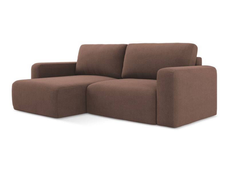 Narożnik lewostronny z funkcją spania LaMiaSofa OSTIA z tkaniny strukturalnej 244x149 cm pudrowy róż 1 szt.