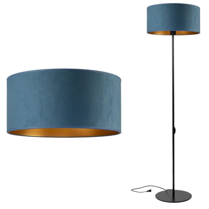 Lampa podłogowa Tornado ABAŻUR 40cm WELUR jeans złoty E27 1 szt.
